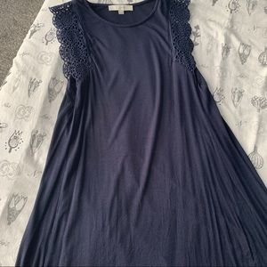 NWOT Navy shift dress with shoulder detail.
